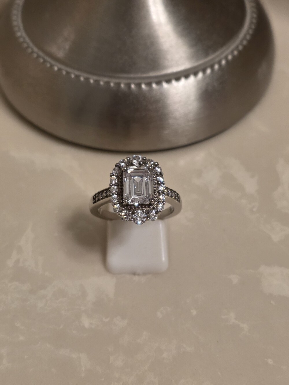 925 Silver and CZ Square Cut Ring Size 9